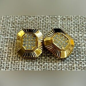 Vintage Dior Clip-on Earrings Rhinestone and Gold color
